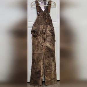 Carhartt Highly Distressed Classic Brown Work Overalls Adult (Should Fit S/M)